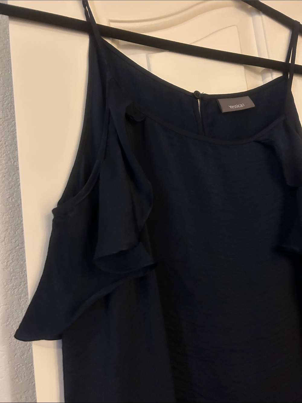 Wit & Wisdom Navy Ruffle-Shoulder Mini Dress - Picture 4 of 8